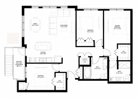 Grand Central Flats_3 Bedroom Floor Plan